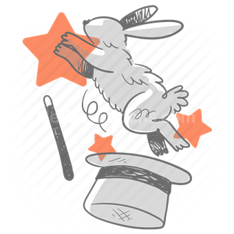 animal, pet, magician, hat, rabbit, bunny